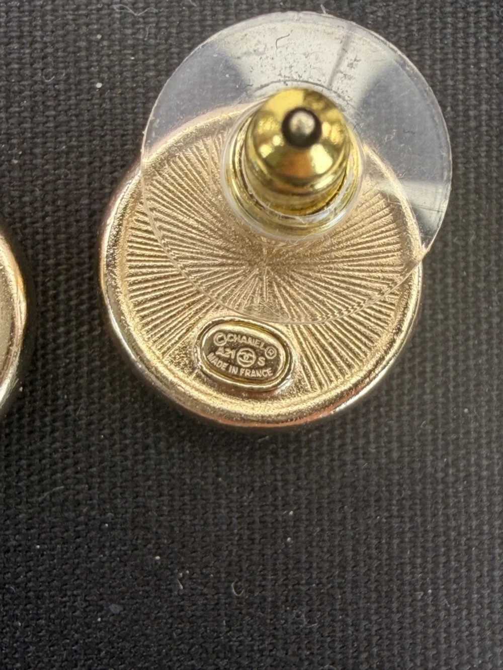 Chanel CC 5 Stud Earrings Gold Metal Golden